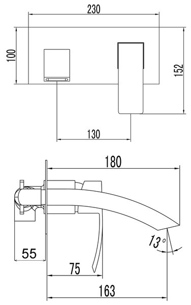 Sapho Sapho, GINKO rejtett mosdó csaptelep, matt fekete, 1101-07B