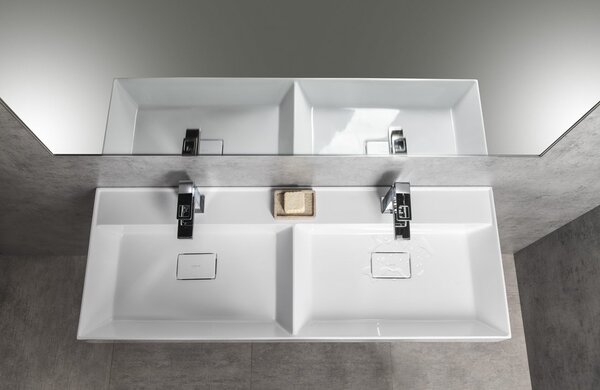 Sapho Sapho, GODIVA dupla mosogató 119x44cm, öntött márvány, fehér, GU119
