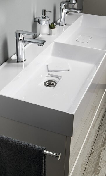 Sapho Sapho, GODIVA dupla mosogató 119x44cm, öntött márvány, fehér, GU119