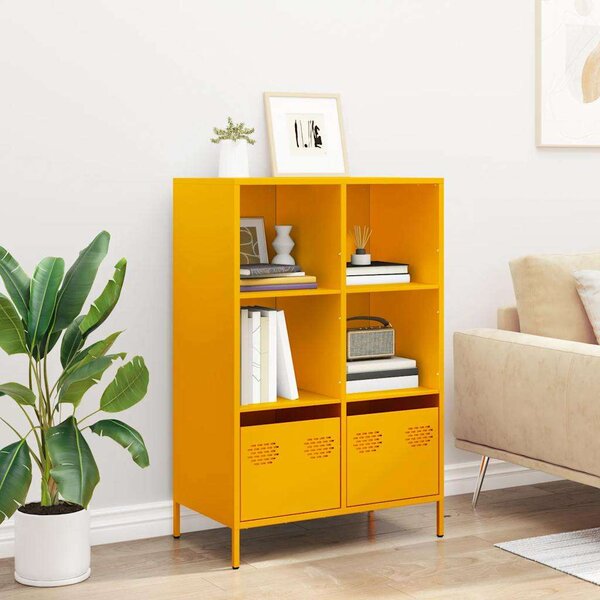 VidaXL Fém Polcrendszer - Mustársárga - 68x39x103,5cm