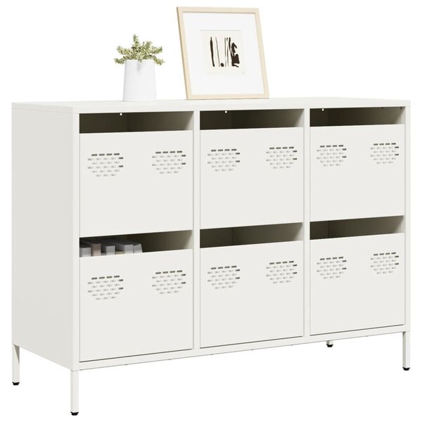 VidaXL Fehér Fém Komód - 6 Fiók - 101,5x39x73,5 cm