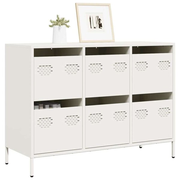 VidaXL Fehér Fém Komód - 6 Fiók - 101,5x39x73,5 cm