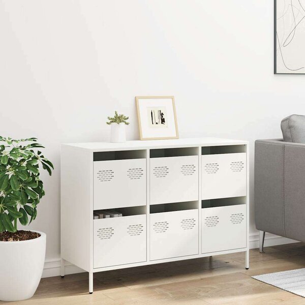 VidaXL Fehér Fém Komód - 6 Fiók - 101,5x39x73,5 cm