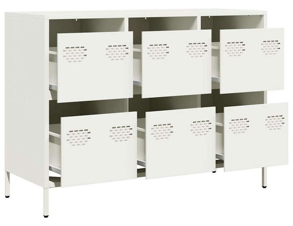 VidaXL Fehér Fém Komód - 6 Fiók - 101,5x39x73,5 cm