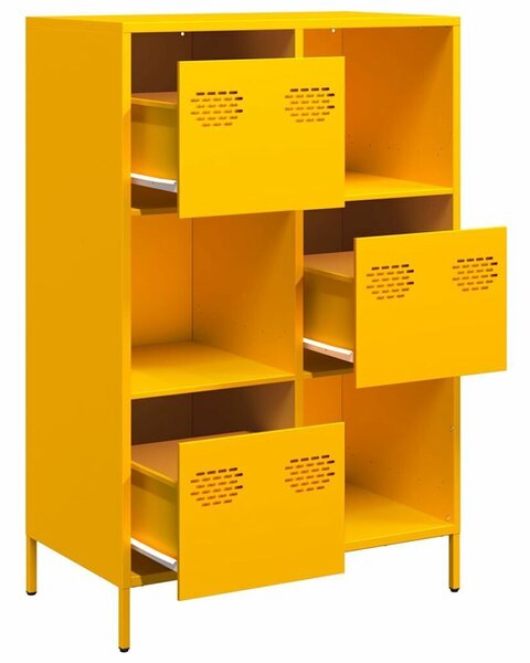 VidaXL Fém Polcrendszer - Mustársárga - 68x39x103,5cm