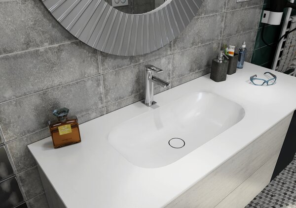 Sapho Sapho, IMPALA mosdó a munkalap alatt 588x166x355mm, Rockstone, matt fehér, IM540
