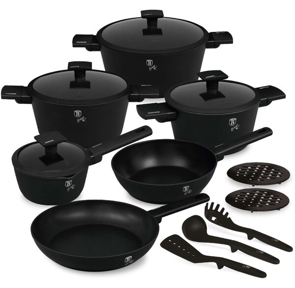 Berlinger Haus BH-8198 Matte Black Collectio 15 részes Edénykészlet, Matt fekete