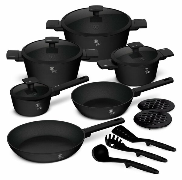 Berlinger Haus BH-8198 Matte Black Collectio 15 részes Edénykészlet, Matt fekete