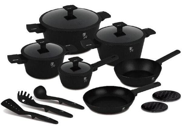 Berlinger Haus BH-8198 Matte Black Collectio 15 részes Edénykészlet, Matt fekete