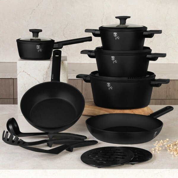 Berlinger Haus BH-8198 Matte Black Collectio 15 részes Edénykészlet, Matt fekete
