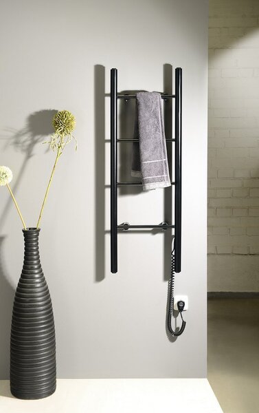 Sapho Sapho, KARBO Elektromos törölközőtartó, kerek, 400x1120 mm, 87 W, fekete, KB904