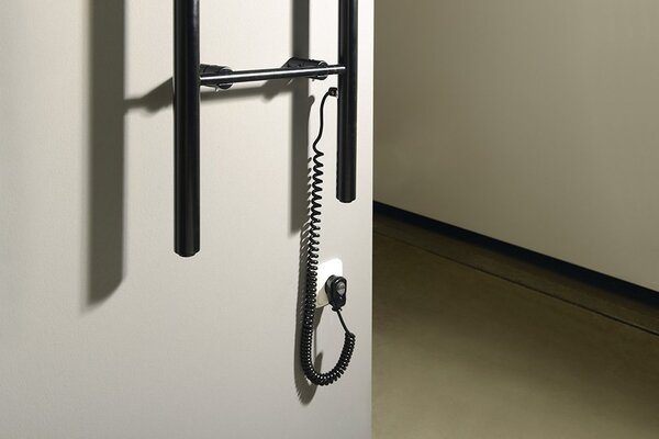 Sapho Sapho, KARBO Elektromos törölközőtartó, kerek, 400x1120 mm, 87 W, fekete, KB904