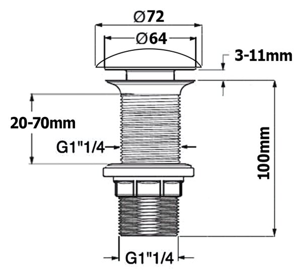 Isvea Isvea, Mosogató kimenet 5/4" click-clack, kerámia kupak, vastagság 20-70 mm, antracit, 38TP0162I