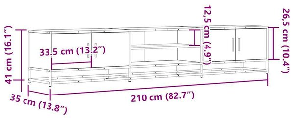 VidaXL TV-szekrény - Sonoma Szürke - 210cm