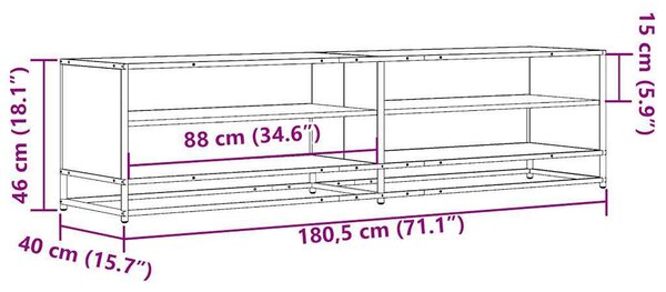 VidaXL TV-szekrény - Füstös Tölgy - 180,5cm