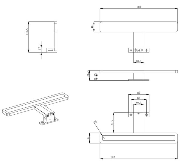 Sapho Sapho, MIRAKA LED lámpa, 5W, 230V, 300x35x120mm, akril + króm, MR300