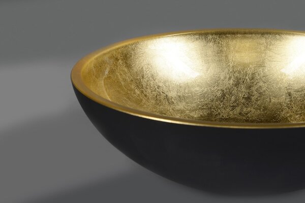 Sapho Sapho, MURANO BLACK-GOLD üveg mosdó 40x14cm, arany / fekete, AL5318-77