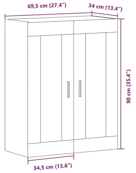 VidaXL antik fa színű fali szekrény 69,5 x 34 x 90 cm