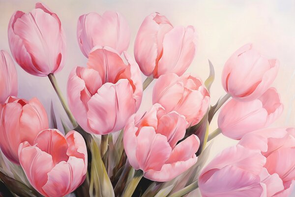 Fotótapéta Rózsaszín tulipánok közelről, Virágos fotótapéta, Népszerű fotótapéta, w08100 - Tapeko.hu