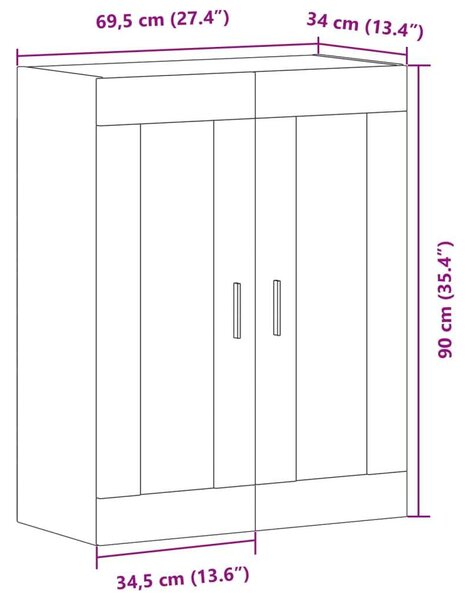 VidaXL kézműves tölgy színű fali szekrény 69,5x34x90 cm