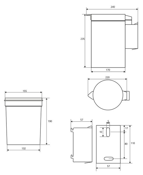 Sapho Sapho, Szemetes függő 3l, szálcsiszolt rozsdamentes acél, XP017