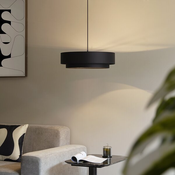 Modern függőlámpa fekete 50cm 3-lámpás - Drum Duo