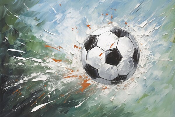 Fotótapéta Futball-labda repülő olajfestmény absztrakt művészet, Fotótapéta tini szoba, Fotótapéta tini szoba futball, w08117 : Uwalls.hu