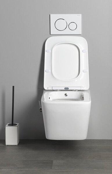 Sapho Sapho, PORTO CLEANWASH függő WC csésze Perem nélküli, integrált csaptelep és bidé spray 36x52cm, fehér, PZ102RX