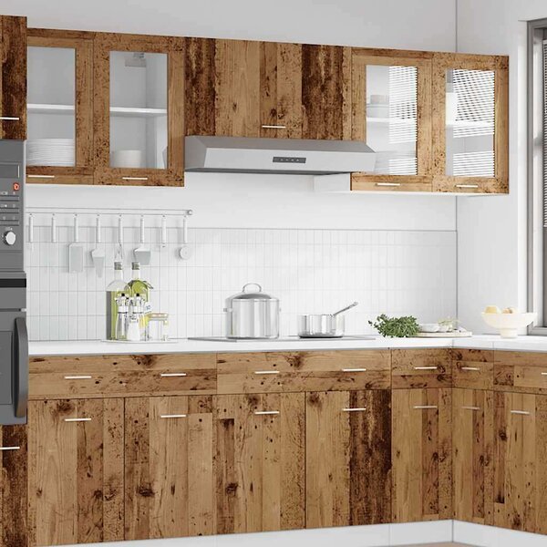 VidaXL Konyhai Falra Szerelhető Üvegszekrény - Rusztikus Fa - 80x31x60 cm