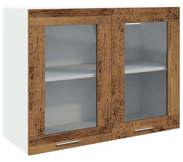 VidaXL Konyhai Falra Szerelhető Üvegszekrény - Rusztikus Fa - 80x31x60 cm