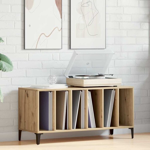 VidaXL kézműves tölgy színű szerelt fa hanglemezszekrény 100x38x48 cm