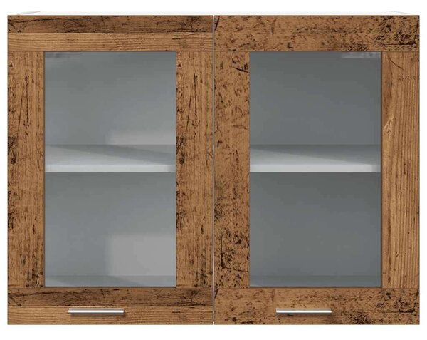 VidaXL Konyhai Falra Szerelhető Üvegszekrény - Rusztikus Fa - 80x31x60 cm