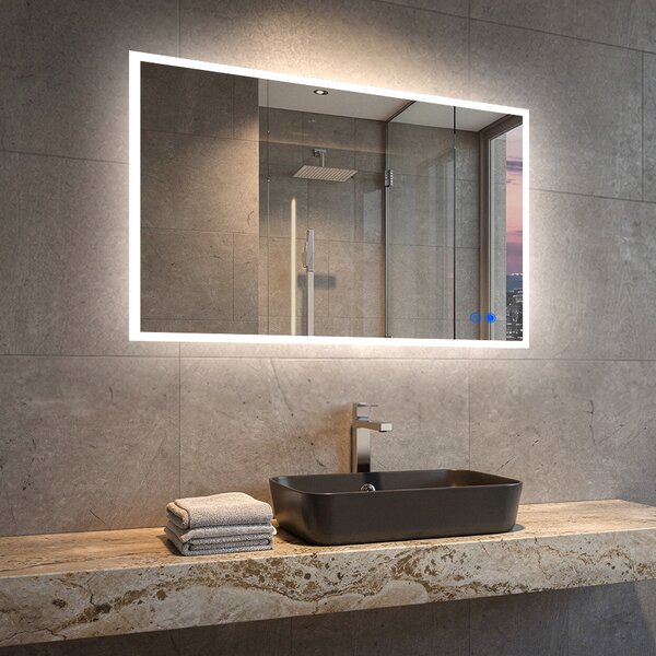 Téglalap alakú LED fürdőszobai tükör 80x60 cm - Dual color, Érintőkapcsoló, Tükörpárátlanító Fűtőfólia