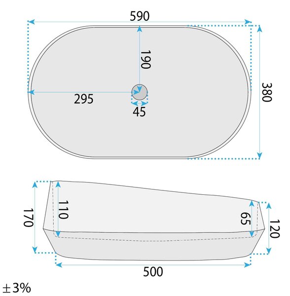 Rea Zoe Marlo, pultra szerelhető mosdó 590x380x170 mm, kőutánzat, REA-U3539