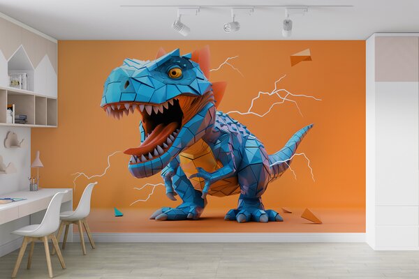 Fotótapéta Kék dinoszaurusz, amelyből villámok jönnek ki, Modern fotótapéta, Modern fotótapéta, w01333v1 - Muralas.hu
