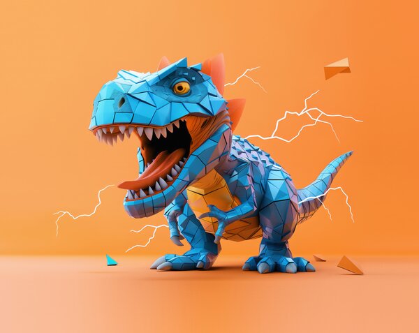 Fotótapéta Vad dinoszaurusz villámcsapással sárga és kék színben, Gyerek fotótapéta, Gyerek fotótapéta dinoszauruszok, w01333v1 : Uwalls.hu