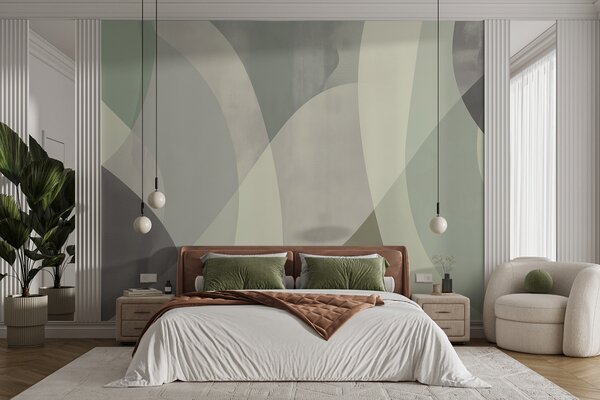 Fotótapéta Lágy ívek tompa tónusokkal, folyó vonalakkal és zöld színátmenetekkel, minimalista és modern, Fotótapéta modern, w01334 : Uwalls.hu