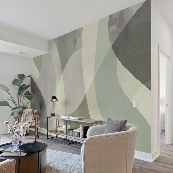 Fotótapéta Lágy ívek tompa tónusokkal, folyó vonalakkal és zöld színátmenetekkel, minimalista és modern, Fotótapéta modern, w01334 : Uwalls.hu