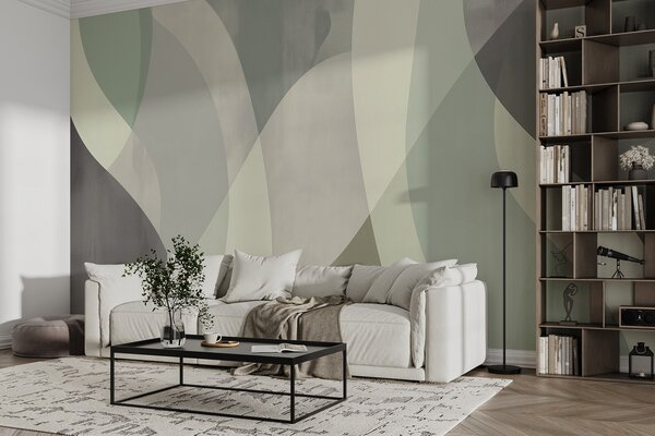 Fotótapéta Lágy ívek tompa tónusokkal, folyó vonalakkal és zöld színátmenetekkel, minimalista és modern, Fotótapéta modern, w01334 : Uwalls.hu