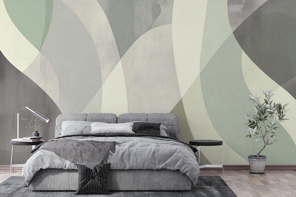 Fotótapéta Lágy ívek tompa tónusokkal, folyó vonalakkal és zöld színátmenetekkel, minimalista és modern, Fotótapéta modern, w01334 : Uwalls.hu