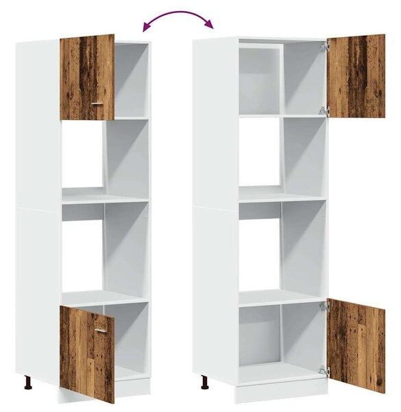 VidaXL Mikrohullámú Sütőszekrény - Antik Fa - 60x57x207 cm