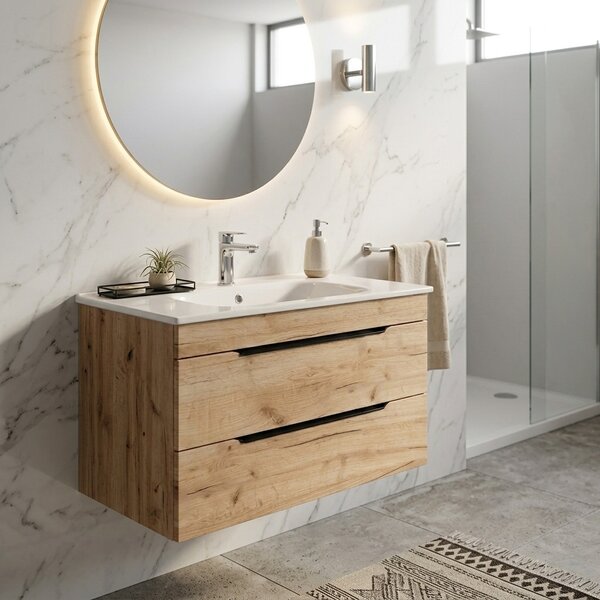 TMP VOX 80 GOLD CRAFT - fali fürdőszobabútor - NewArc 504080 porcelán mosdóval - 80 x 45 x 46 cm
