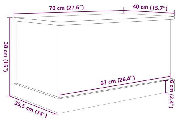 VidaXL antik fa színű szerelt fa tárolódoboz 70 x 40 x 38 cm