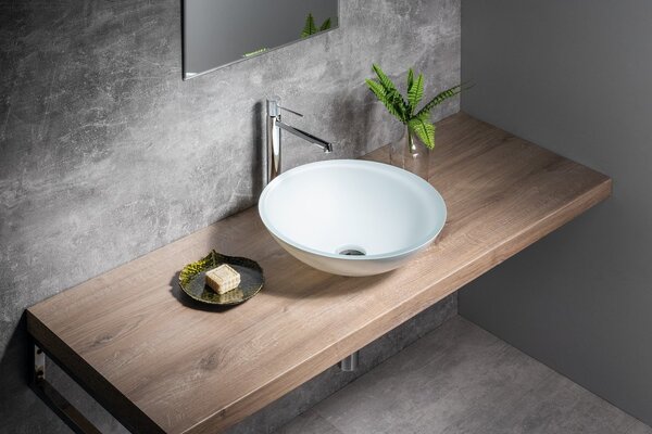 Sapho Sapho, TELICA üveggravírozott mosdó, átmérő 42 cm, fehér, TY181W