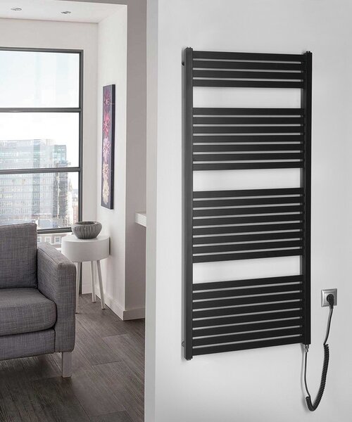Aqualine Sapho, TONDI-E elektromos fűtés, egyenes, 450x1330 mm, 500W, matt fekete