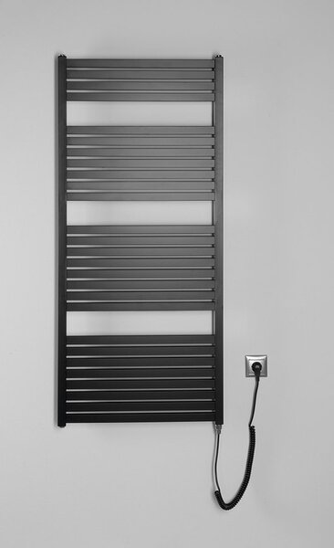 Aqualine Sapho, TONDI-E elektromos fűtés, egyenes, 600x1330 mm, 600W, matt fekete