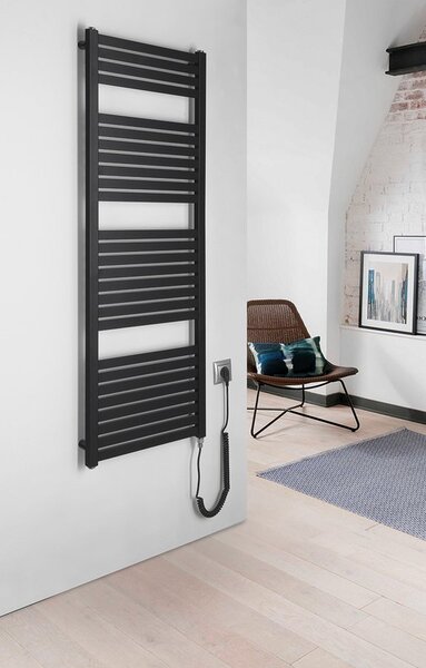 Aqualine Sapho, TONDI-E elektromos fűtés, egyenes, 450x1330 mm, 500W, matt fekete