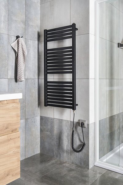 Aqualine Sapho, TONDI-E elektromos fűtés, egyenes, 450x970 mm, 300W, matt fekete
