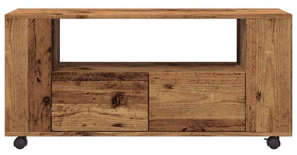 Antik fa színű szerelt fa TV-szekrény kerekekkel 102x34,5x43 cm