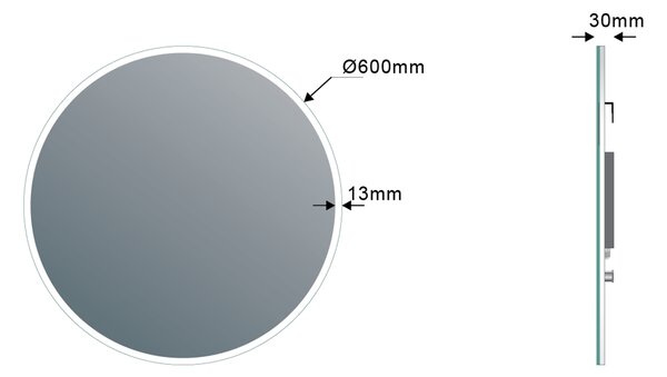 Sapho Sapho, VISO LED háttérvilágítású kerek tükör átmérője 60cm polccal, matt fehér, VS060-01